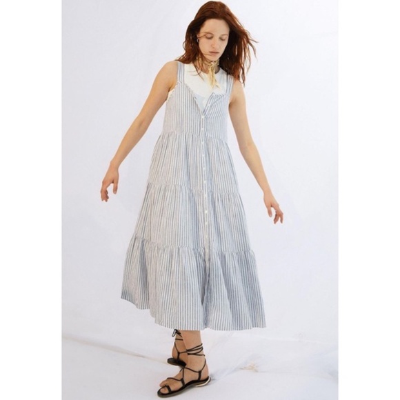 Madewell Dresses & Skirts - Madewell Linen Button Front Tiered Midi Dress